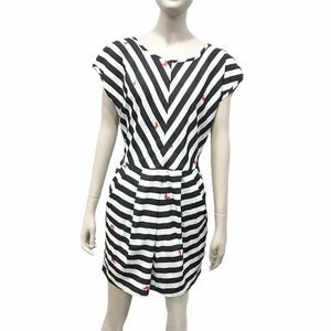 Solemio Mini Dress Striped Open Back Size L